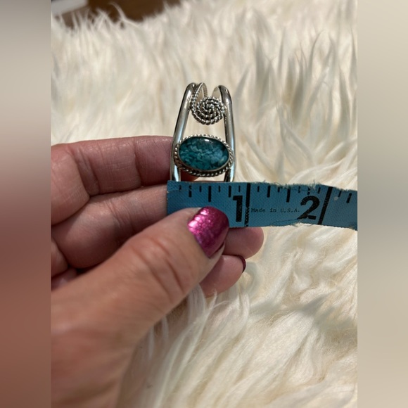 Sterling 925 silver & interesting turquoise bracelet - Picture 8 of 13